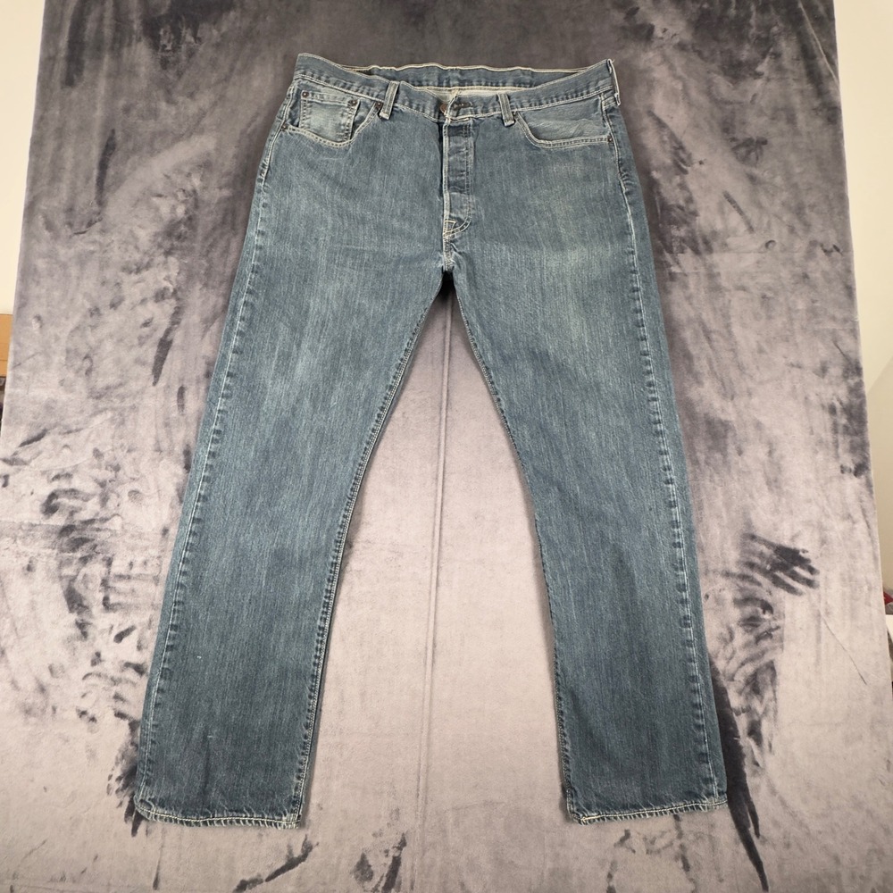 Levi's 501 Original Fit Jeans Mens 38x32 Blue Denim Straight Leg Button Fly